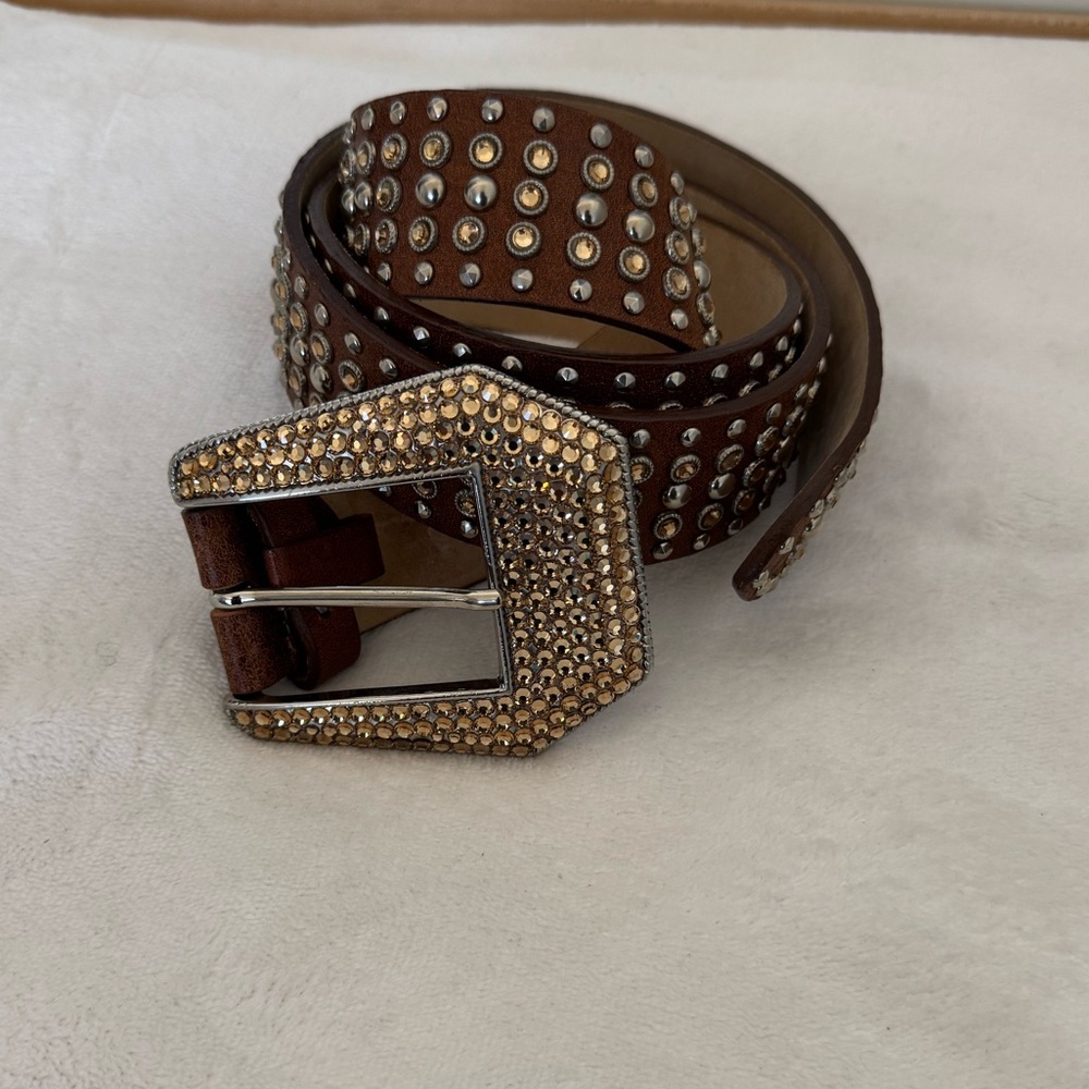 Streets Ahead Brown Belt with Crystals and Studs